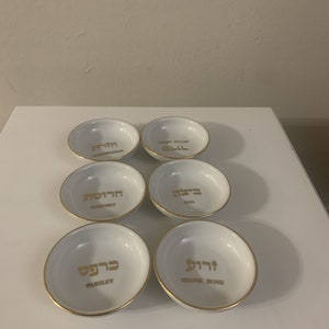 Vintage Fine Ceramic Stoneware-Written words in Hebrew, Hannukah various size bowls.
