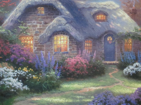Marked Framed Print of Everett's Cottage by Thomas Kinkade