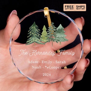 Personalized Family Glass Christmas Ornament: Forest Keepsake 2025