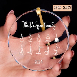 Personalized Family Tree Glass Christmas Ornament: 2025 Keepsake