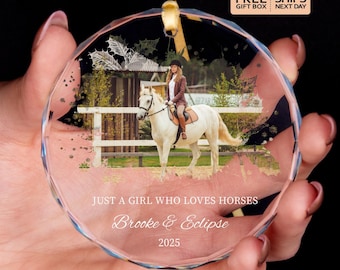 Personalized Horse Photo Ornament • Xmas Gift • Riding Christmas Ornament