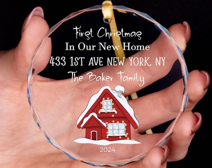 First Christmas New Home GLASS Ornament • Personalized New Home Gift • New House Ornament