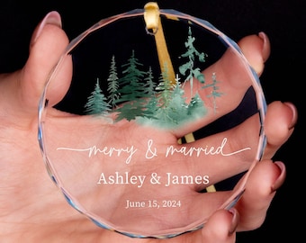 Personalized Merry and Married Christmas Ornament 2024 • First Christmas as Married Ornament • Newlywed Christmas Gift