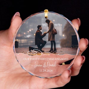 First Christmas Engaged Ornament • Personalized Engagement Gift for Couples • Personalized First Christmas Engaged Ornament