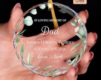 Memorial Glass Ornament • Sympathy Gift • Personalized Remembrance Gifts • Christmas Trees Ornament