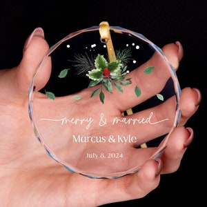 Merry and Married Christmas Ornament 2024 • First Christmas as Married Ornament • Engagement Gift