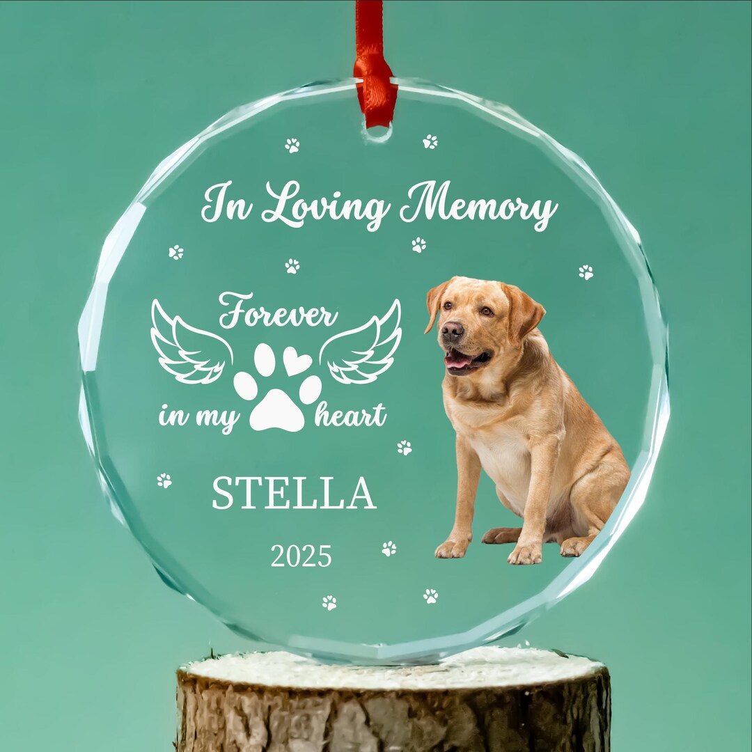 Dog Memorial Glass Ornament • Remembrance Gift • Pet Loss Photo ...