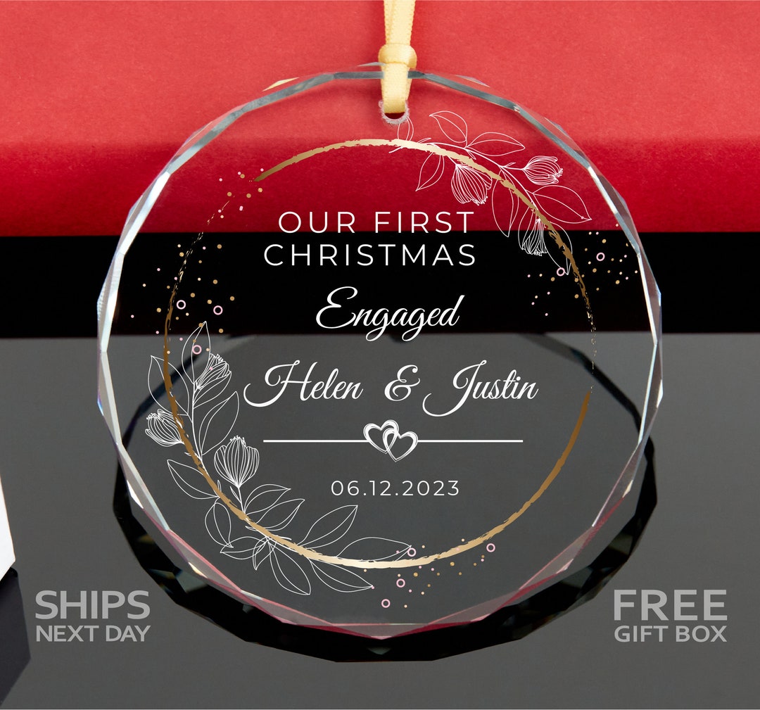Personalized Engagement Ornament Anniversary Gift First Christmas as