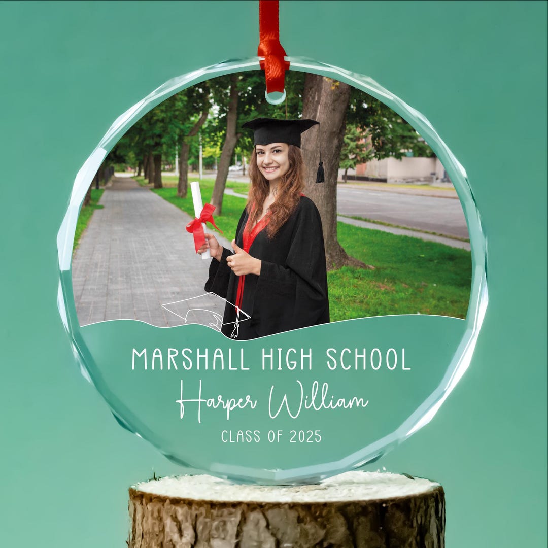 Personalized Graduation Photo Ornament: Class of 2025 Glass Keepsake - Etsy