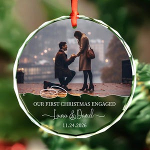 Personalized Engagement Photo Ornament • Our First Christmas Gift