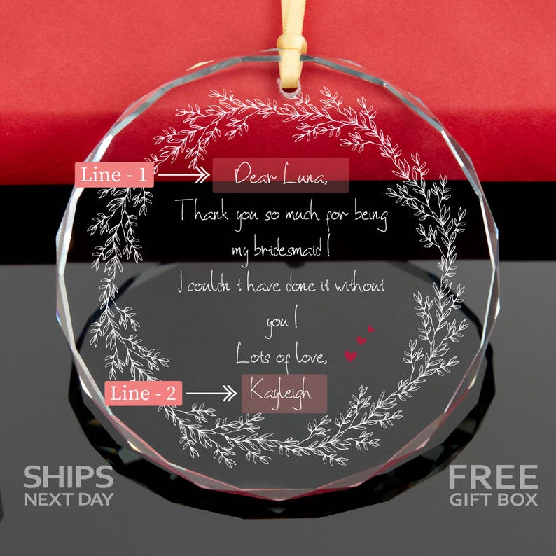 Bridal Shower Favor Christmas Ornament Thank You for Showering With
