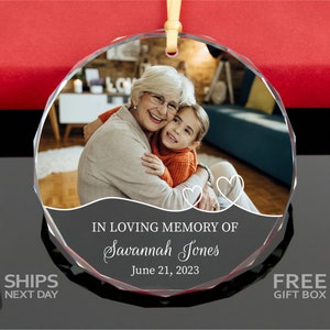 Memorial Photo Ornament • Sympathy Gift for Loss of Loved One • In Loving Memory Of Ornament • Sentimental Gift • Remembrance Gift