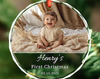 Baby First Christmas Ornament • Personalized Glass Ornament for Boy and Girl