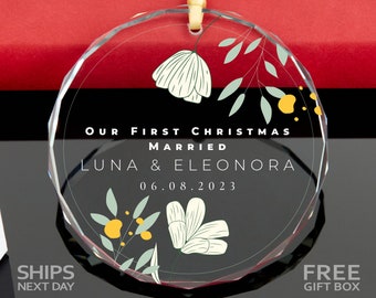 2024 First Christmas as Married Ornament • Personalized Married Ornament • Floral Engagement Gift • Wedding Gift • Christmas Keepsake