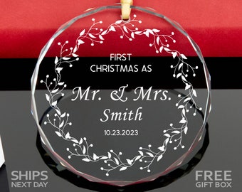 Personalized Mr and Mrs Ornament • First Christmas as Married Ornament • Wedding Gift • Newlywed Gift