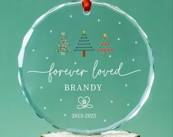 Dog Memorial Glass Ornament, Personalized Pet Remembrance Gift
