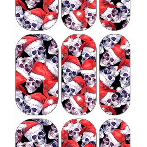 Nail Decals | Water Transfer Decals | Christmas Nail Art | Nail Supplies | DIY Manicure | Santa Skulls