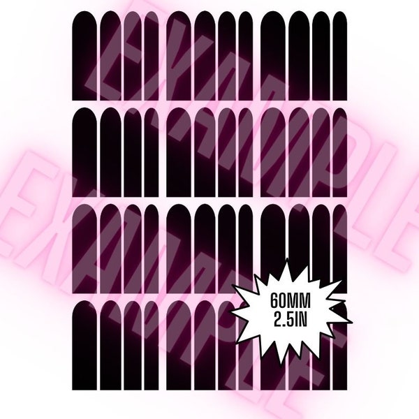 Nail Decal Template | Canva Photoshop Template | Printable Decals | Editable Template |French Decals | Extra Long Nail Decals -60mm (2.5in)