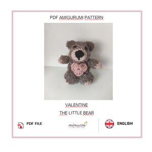 Little Bear with Heart Valentine Amigurumi PDF Pattern English