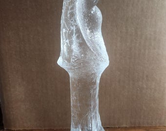 Vintage Cracked Ice Like Clear Glass Madonna and Baby Figurine