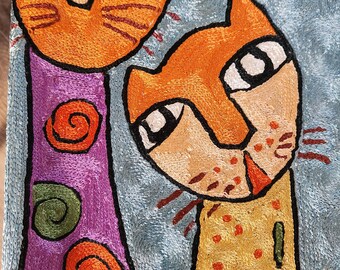 Kashmir Picasso Style Cat  16" Square Pillow Cover