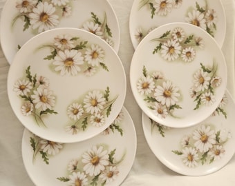 Vintage Allied Chemical Plastic Daisy Dinner Sized Plates