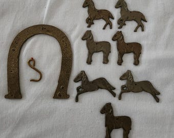 Vintage Horse Theme Brass Wind Chime Parts. Stamped from Japan