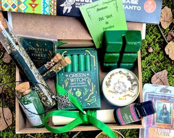 Caja de Bruja Verde - Ritual de Naturaleza y Conexión con la Tierra - Caja Espiritual a Base de Plantas - Regalo Esotérico de Bienestar