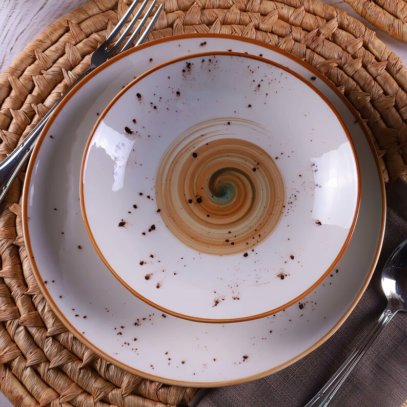 Unique Dinnerware Set Rustic Dinnerware Set Spiral Etsy