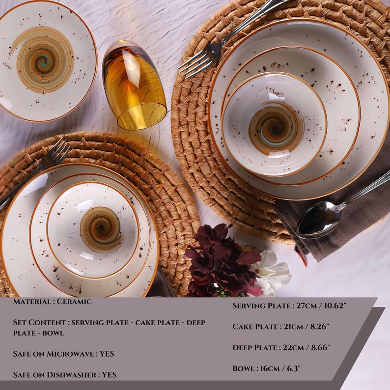 Unique Dinnerware Set Rustic Dinnerware Set Spiral Etsy