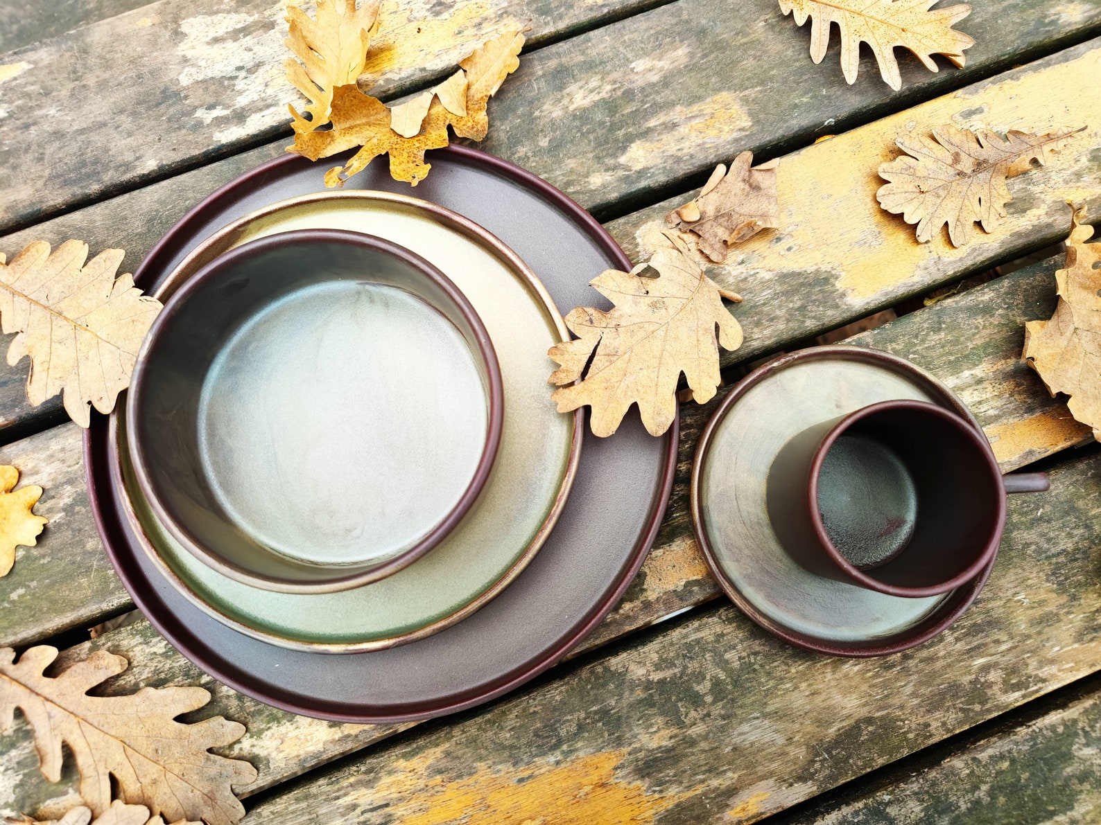 Stoneware Dinnerware Set Unique Dinnerware Set Stoneware Etsy