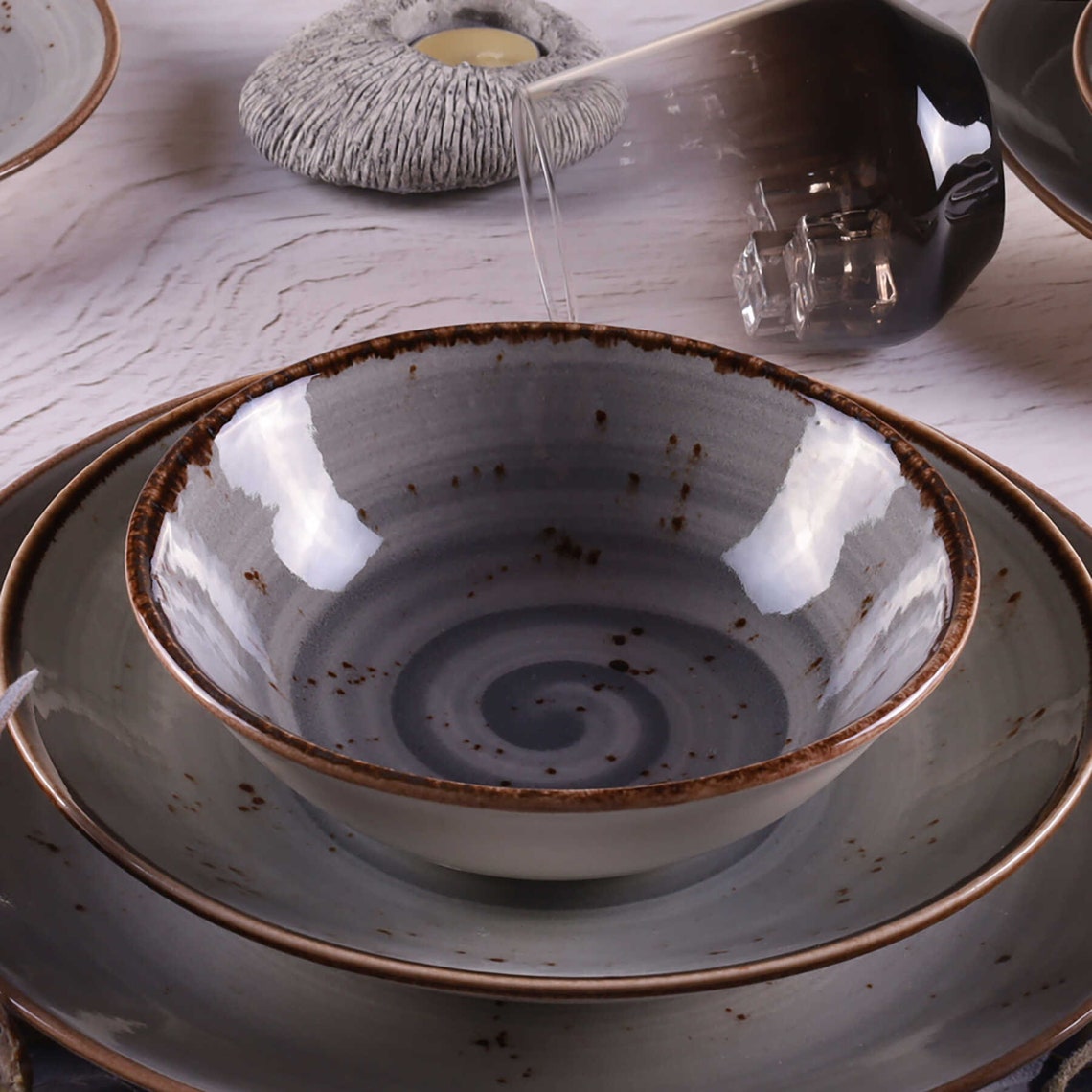 Unique Dinnerware Set Rustic Dinnerware Set Spiral Etsy