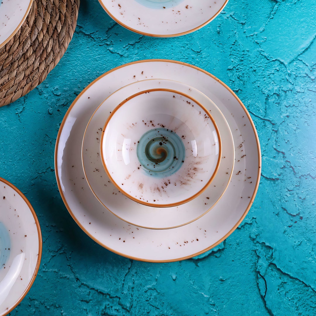 Unique Dinnerware Set Rustic Dinnerware Set Spiral Etsy