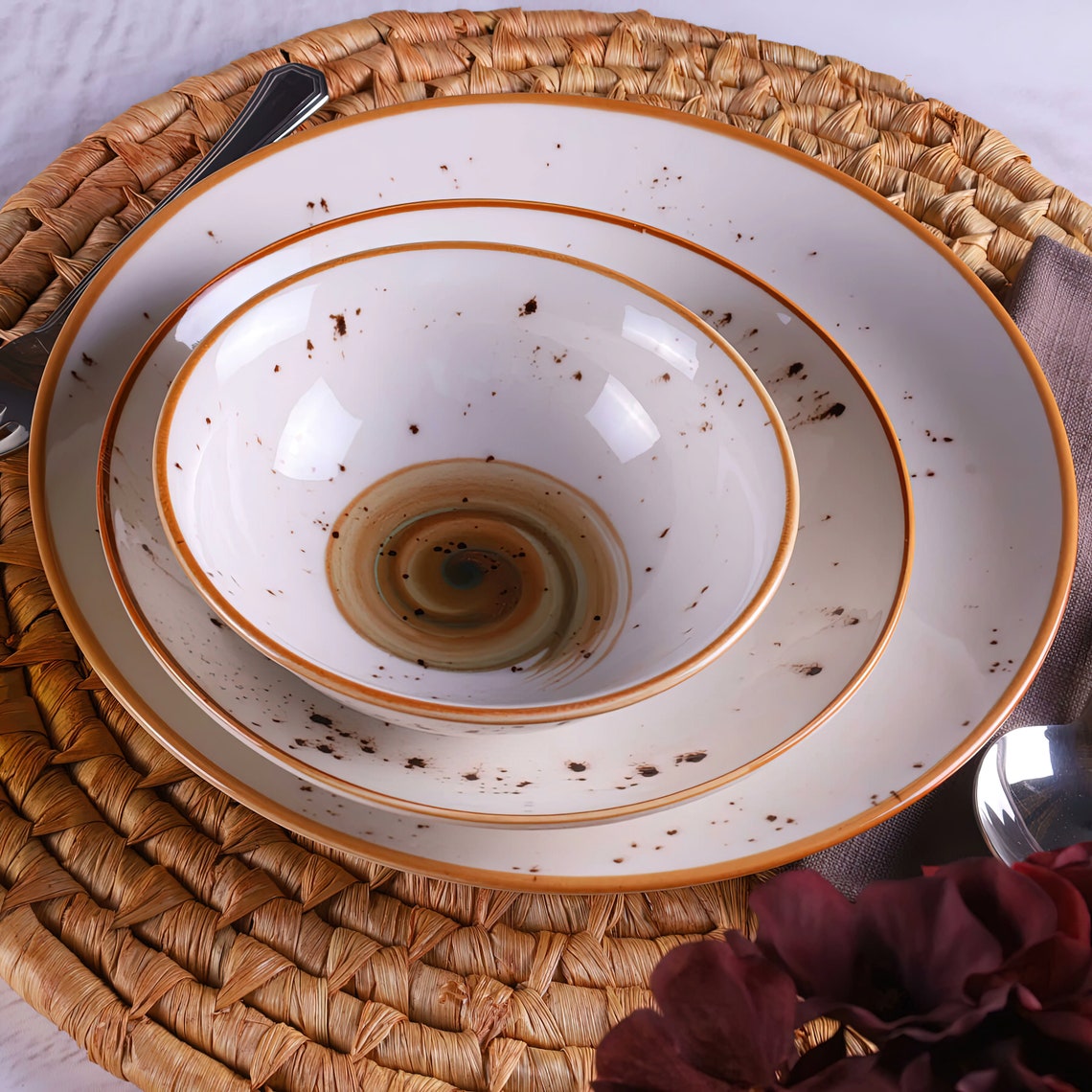 Unique Dinnerware Set Rustic Dinnerware Set Spiral Etsy