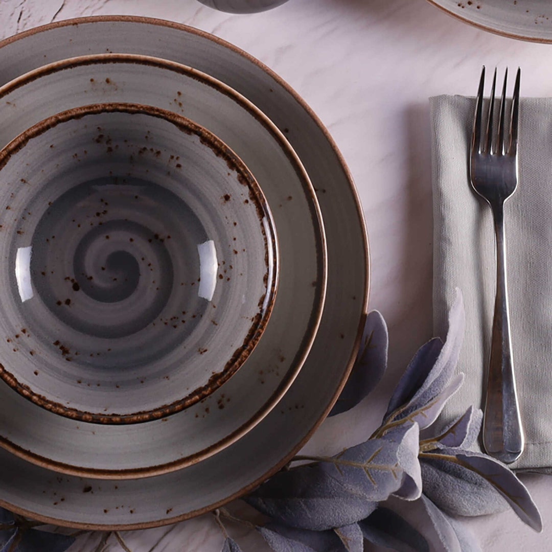 Unique Dinnerware Set Rustic Dinnerware Set Spiral Etsy