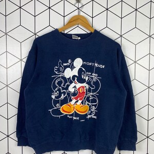 Vintage 90s Walt Disney Mickey Mouse Navy Graphic Print Crew