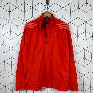 Adidas three stripe windbreaker training jacket orange