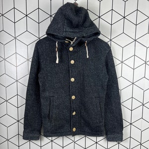 Vintage des années 90 marque japonaise poutres coeurs laine veste duffle-coat à capuche