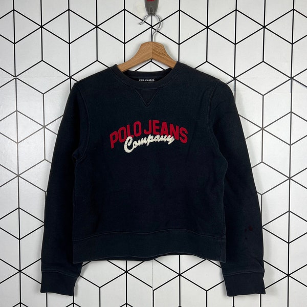 Vintage Polo Jeans Company Ralph Lauren Crop Sweatshirt Women Size Embroidery Big Logo