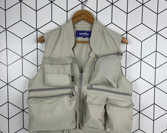 Medium 70s Denim Fishing Vest / Utility Vest Hunting Fishing