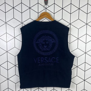 Vintage 90s GIANNI VERSACE Medusa Corduroy Big Logo Vest Button Ups