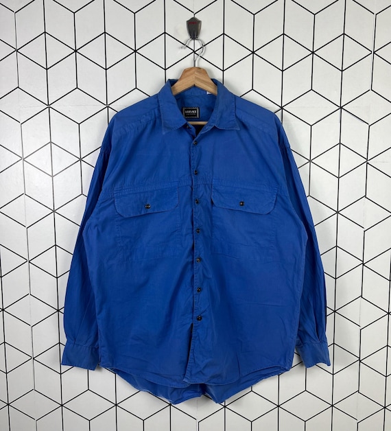 Vintage Versace jeans couture Italy button ups shirt long sleeve double pocket designer made in italy