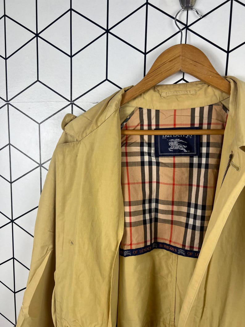 Vintage 90s Burberry Nova Check Lined Belted Trench Coat Womens Size XL