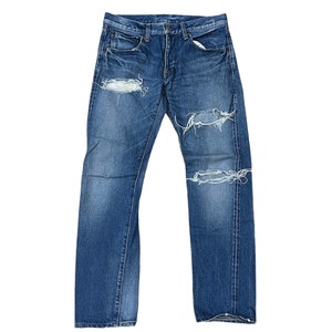 Vintage Japanese Brand Journal Standard Trisect Ripped Denim Jeans Straight Cut