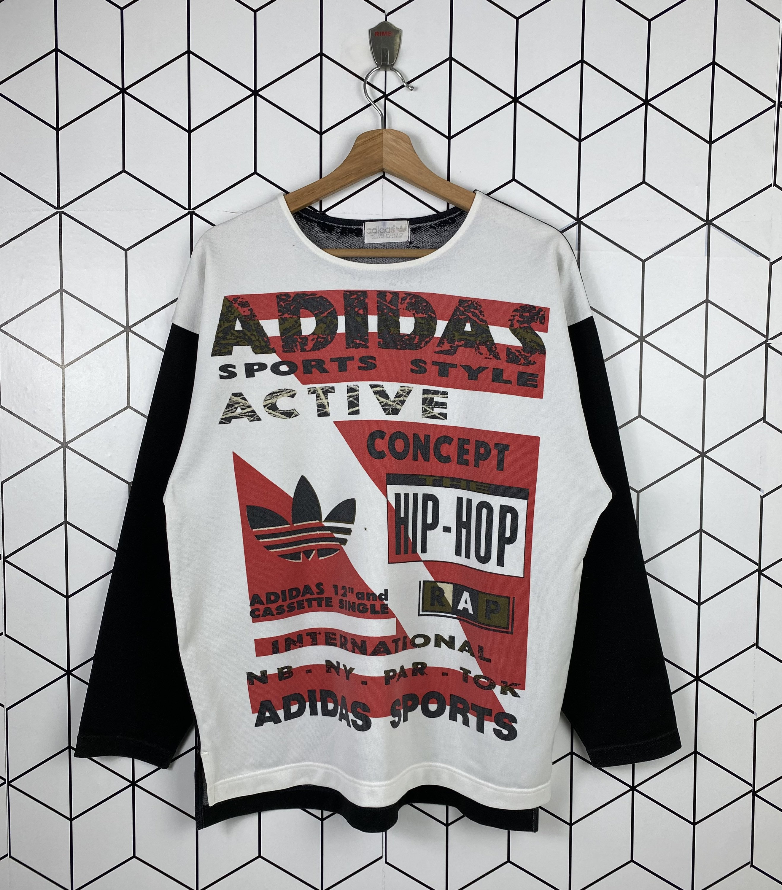 Vintage 90s Adidas Japan Sports Style Hip Hop Clothing Rap Tee Sweatshirt  Multicolor Streetwear 
