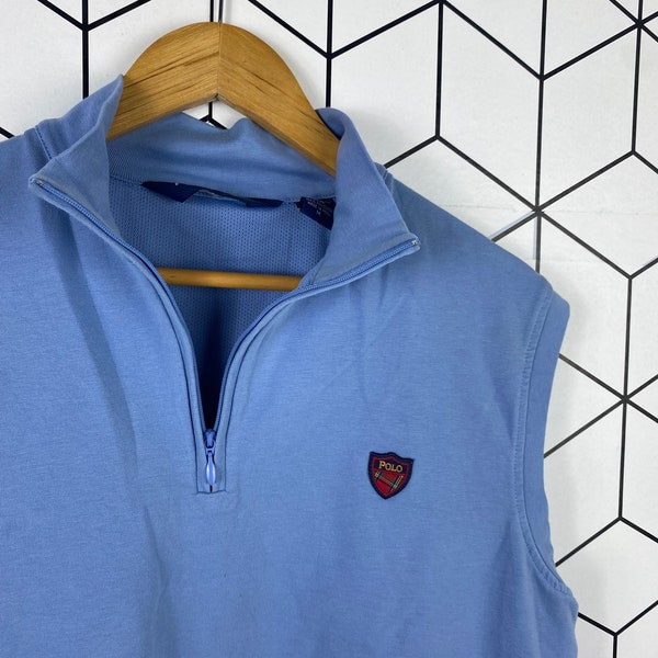 Vintage Polo Golf Ralph Lauren Sweater Half Zipper Sleeve Less Small Logo Polo Sport Polo Bear