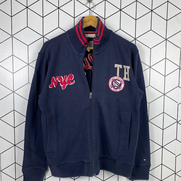 Tommy Hilfiger Full Zipper Jacket Sweater Embroidery Big Logo Spell Out