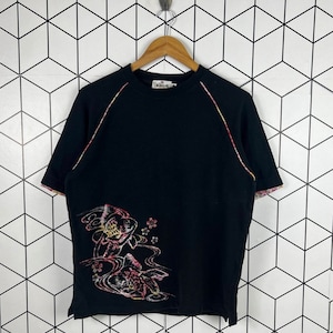 Vintage japanische traditionelle Sukajan t-shirt Kara Kuri Fisch Koi-T-Shirt Japan Sukajan