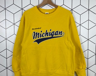 Vintage 90s University Of Michigan Sweatshirt Crewneck Big Logo Us College