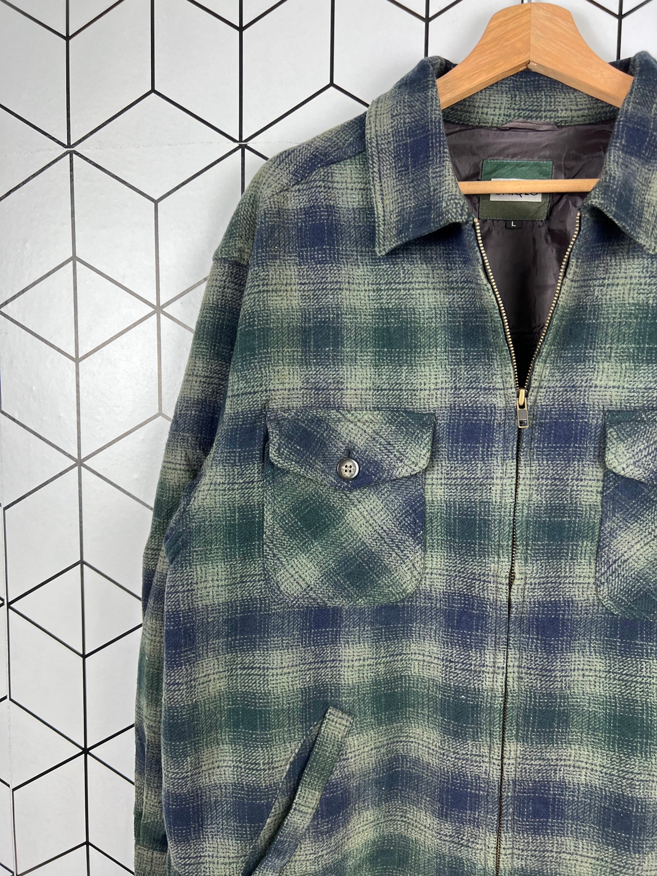 Vintage Japanese Brand Rayon Flannel Full Zipper Jacket Made